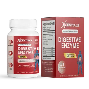 Xcentials Digestive Enzymes + Probiotics - 60 CT Capsules for Gut & Bloating Relief, 400mg per Serving, Detox Formula for Enhanced Nutrient Absorption & Gut Health Support