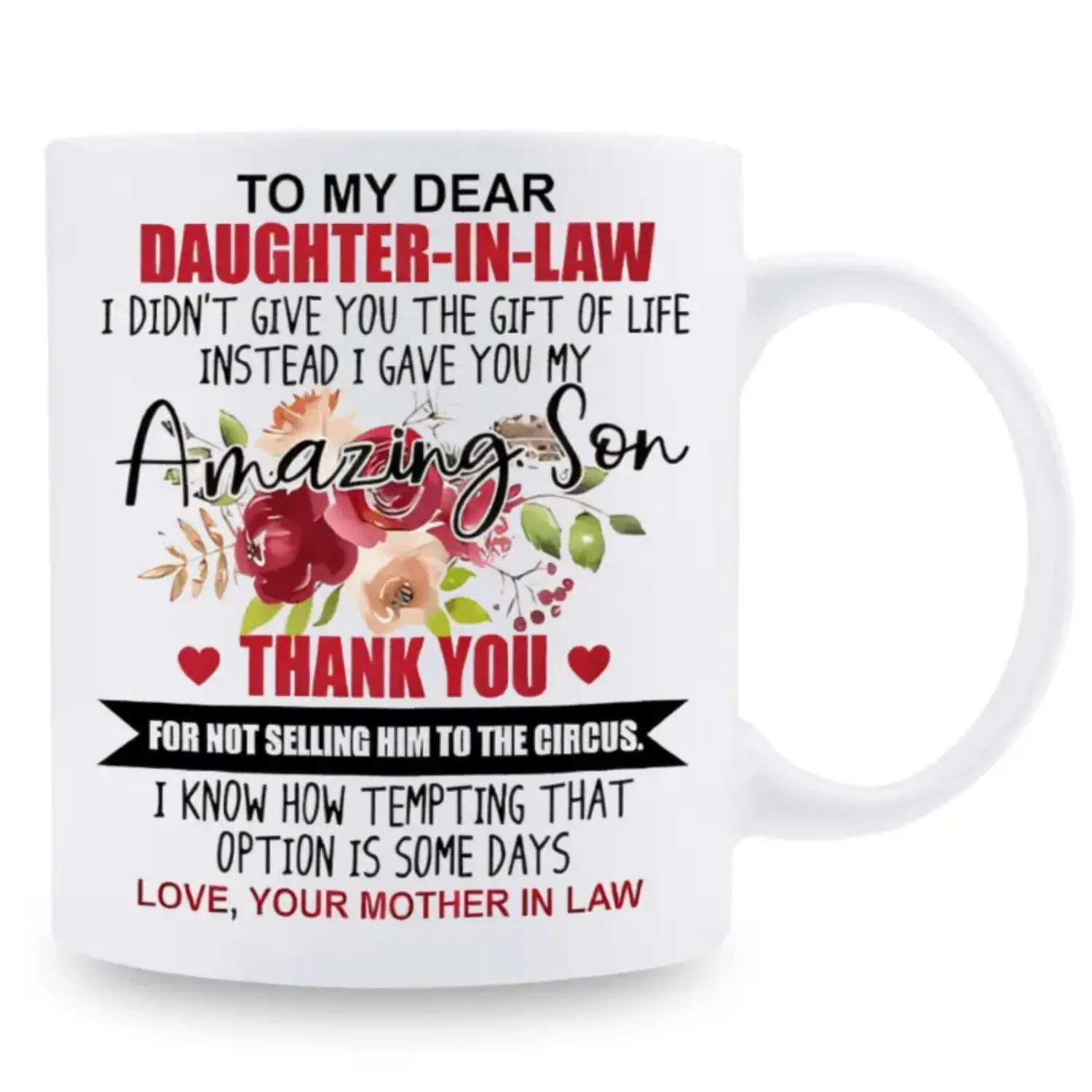 [Amazing Daughter-in-law Gift Mug] 11oz Ceramic Coffee Mug - 1 Piece, 3A Grade, Interesting Mug for Daughter-in-law, Christmas Birthday Gift