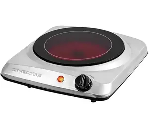 OVENTE Countertop Infrared Single Burner, 1000W Electric Hot Plate with 7” Ceramic Glass Cooktop, 5 Level Temperature Setting & Easy to Clean Base, Compact Stove for Home Dorm Office, Silver BGI101S