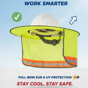 Hard Hat Sunshield - Upgrade Full Brim Neck Sunshade Cover with Reflective Strip for Hardhats Outdoor Protection