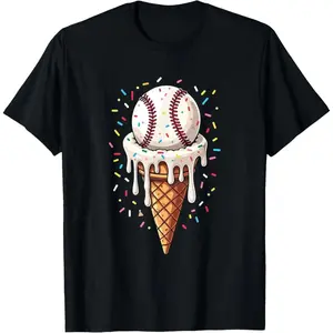 Baseball Drip Boys Ice Cream Cone Drip Baseball T-Shirt