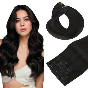 Hotbanana Greenish Real Human Hair Clip In Hair Extensions 120g 14–24 Inch Invisible Glueless Extension for Natural & Fuller Volume