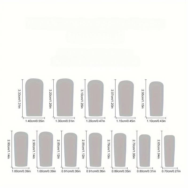 24 Piece Water Pipe Nail Art Set, Blue Gradient Rhinestone Pendant Design, Reusable Fake Nails for Women & Girls Daily Wear