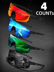 Unisex Sporty One-piece Flat Top Design Cycling Sunglasses, Trendy Casual Mirror Sunglasses for Outdoor Activities, Fashion Accessories for Outdoor Activities, Mountain Bike Glasses