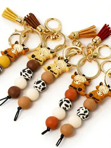 Highland Cow Beaded Keychain, Cute Animal Key Ring, Tassel Bag Charm, Fashion Car Key Chain, Style Jewelry Key Lanyard