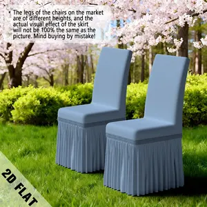 New 2D Flat polyester printed ruffled dining chair covers with stretch fabric, random patterns on ruffles. Ideal home textile decor for dining room, living room & kitchen. Easy to install, universal for all seasons.