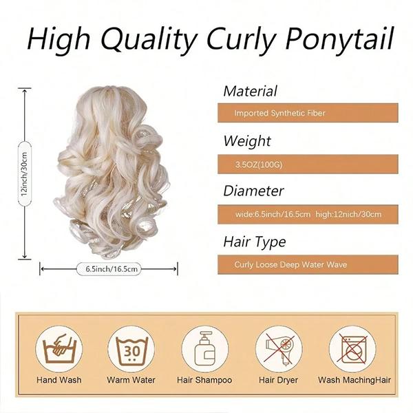 TLL Drawstring Ponytail Extension 12 Inch Curly For White Women Human Hair Short Synthetic Pony Tail Hair Extension With Claw Clip Updo White wig