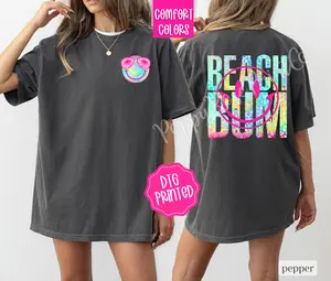 Beach Bum Shirt Comfort Colors, Cute Oversized Summer Tee, Swimsuit Cover Up
