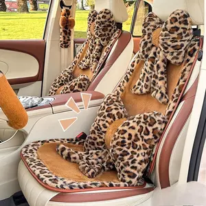 Car Headrest Waist Rest Leopard Printed Bow Car Pillow Cushion Car Seat Products Car Interior