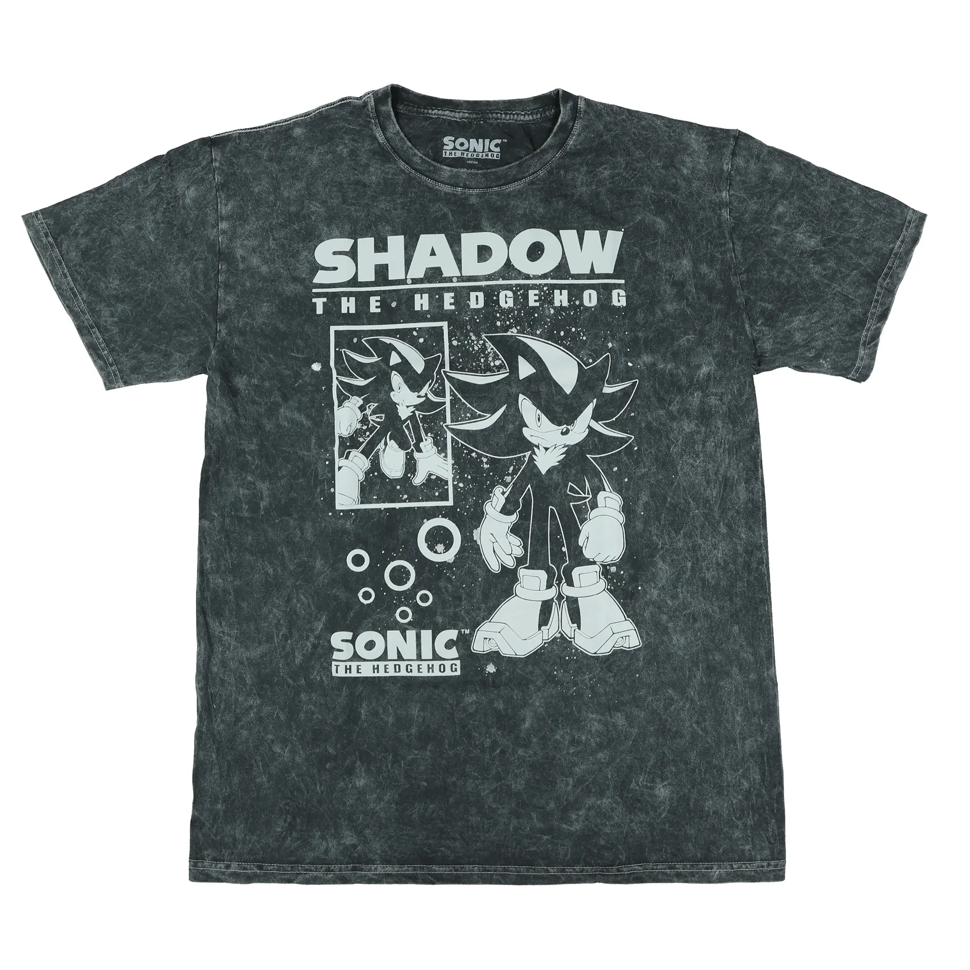Sonic The Hedgehog T-Shirt Mens Shadow Acid Wash Short Sleeve Top