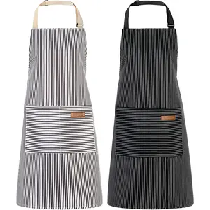 2 Pack Kitchen Cooking Aprons, Adjustable Bib Chef Apron with 2 Pockets for Women Men, for Cooking, Cleaning