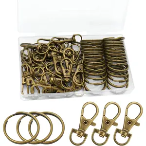 60 Pcs Premium Bronze Swivel Clasps Lanyard Snap Hooks with Key Rings, Key Chain Clip Hooks Lobster Claw Clasps for Keychain Clip Lanyard, Jewelry Making, DIY Crafts