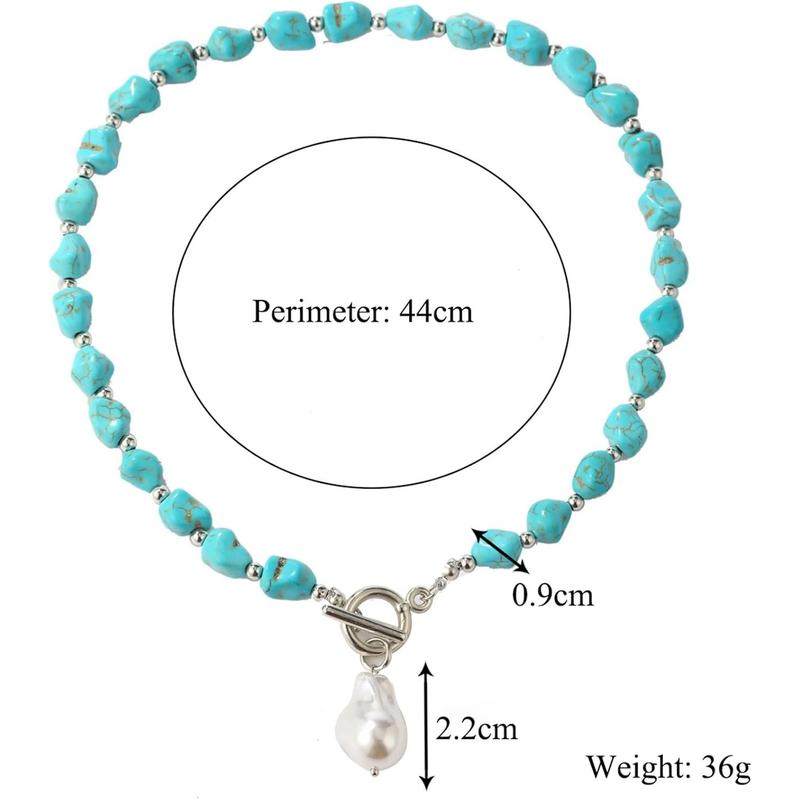 Turquoise necklace, boho long turquoise beaded necklace vintage ethnic Bohemian turquoise pendant necklace Western turquoise jewelry gifts for women