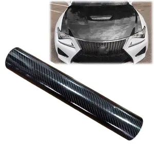 12In x 59In Carbon Fiber Vinyl Wraps Self Adhesive Film, High Gloss Black Carbon Fiber Car DIY Vinyl Wrap Sticker Wrap Roll With Air Release Technology