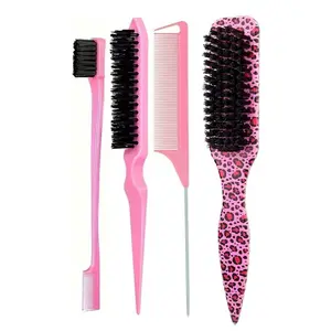 Bristle Slick Back Hair Brush for Sleek Ponytail Bun & Smoothing Baby Hairs Flyaways Edge Control Backcombing Teasing Tool