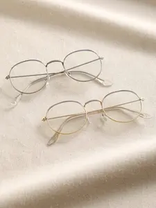 Elegant Women's Round Flat Mirror Glasses, 2 Pairs Classic Design, Perfect for Daily Life, Office Commute, Stylish and Functional, Lightweight Eyeglasses, Round Frame Eyeglasses