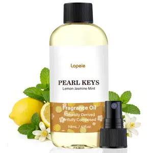 Lopeie Pearl Keys 100% Natural Lemon Jasmine Mint Fragrance Oil (118mL/4.1fl.oz | 252mL/8.5fl.oz) | Pet-Safe Aromatherapy Oil for Diffusers & DIY Projects