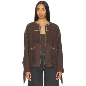 BLANKNYC Fringe Jacket in Brown
