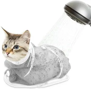 Cat Bathing Bag, Breathable Mesh Anti Scratch Adjustable Cat Grooming Bag for Nail Trimming, Bathing Polyester Soft Cat Washing Bag,oming, Grooming Supplies，Nail Trimming, Injection， Bath  accessory, pet tools tiktokshopspringglowup