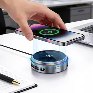 Road Top Desktop QI2.2 Magnetic Wireless Charger for iPhone, Huawei, Samsung, OPPO,vivo with Low-temperature 15W Fast Charging Semiconductor Cooling & RGB Breathing Lights