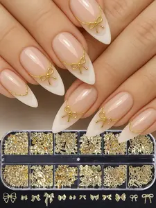 Cute Kawaii Ribbon Bow Knot Nail Charms, Japanese Style Metal Nail Art Decorations, DIY Nail Jewelry for Home or Salon Use