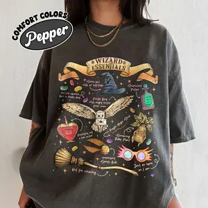 Wizard Essentials Comfort Colors Shirt, Wizarding World TShirt For Fan, Halloween Fall Season Tee, Gift For Book Lover halloween shirt