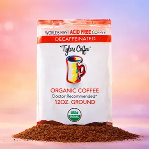 Tylers Coffee - The First & Only Acid Free Decaf Coffee | Organic Ground Easy on Stomach