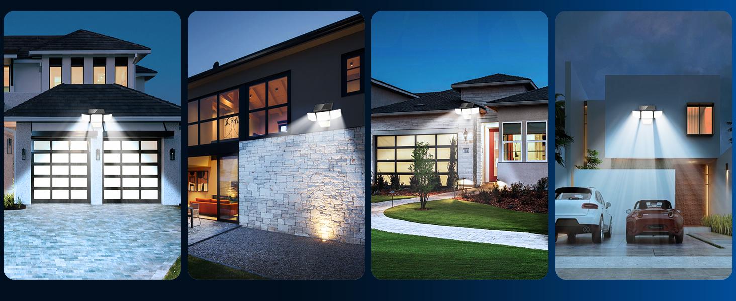 DEEPN Solar Outdoor Motion Lights - Upgraded 4 Heads 188 LED Security Lights with Motion Sensor Lights, IP65 Waterproof 270° Wide Angle Flood Wall Lights for Home Darkroom Backyard