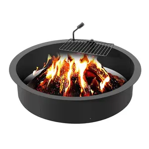 VEVOR Fire Pit Ring, Summervibes, Fire Pit Insert with Barbecue Fire Ring, 40-In Outer/36-In Inner Diameter, 8.5in Height, Carbon Steel Liner DIY Campfire Ring above/In-Ground, for Outdoor Camping, Bonfires