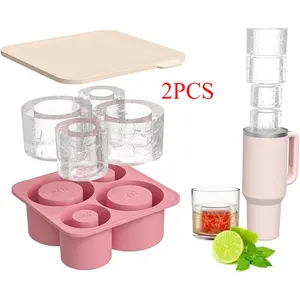 Buy 1 Get 1 free Large Ice Tray with Lid | Fits Large Tumblers | Slow-Melting & Easy Release | Pink Silicone Mold