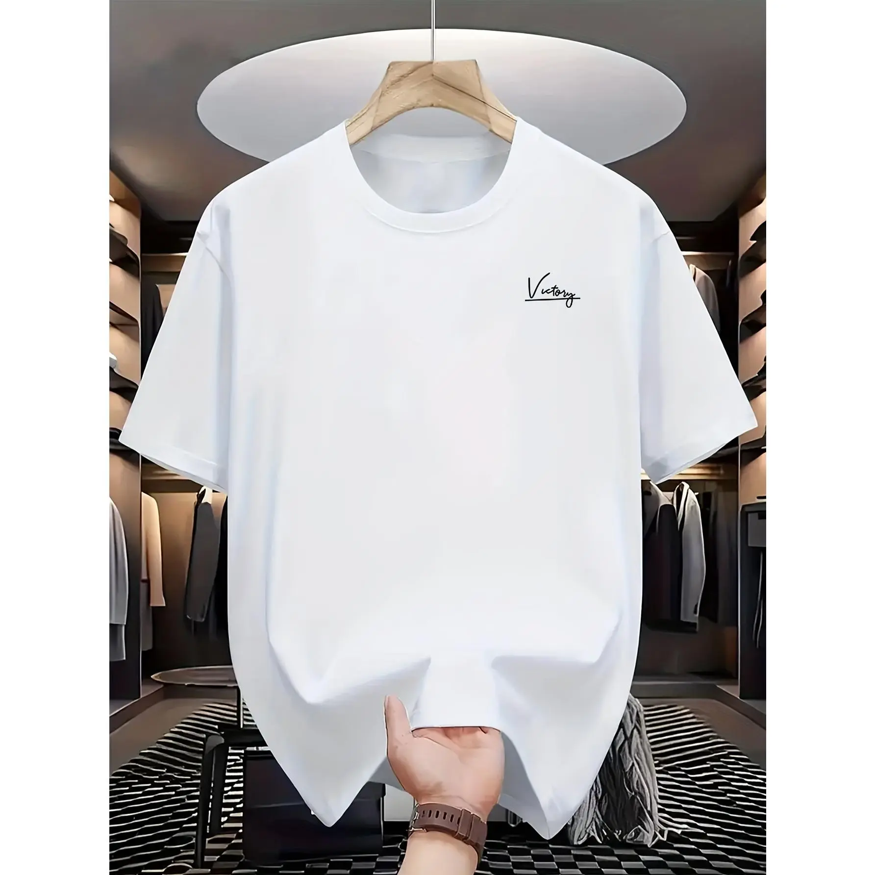 Unisex 100% Cotton Short-Sleeve Geometric Print T-Shirt - Round Neck, Loose Fit, Soft, Breathable, Machine Washable, Easy Care, S-XXXL Plus Size Friendly, Sporty Chic, Casual Breathable Outfits, Geometric Print Adds Retro Edge, All Seasons Athleisure Top