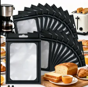 100-Pack Resealable Ziplock Food Storage Bag Aluminium Foil Mylar Smell Proof Plastic Flat Clear Window Packaging Pouch for Party Favor Food Candy Jewelry Lip Gloss Optional Multi Color