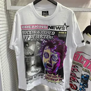 Hell-star Breaking News T-Shirt Vintage Shirt Streetwear Shirt Unisex Cotton Crewneck Shirt QH0