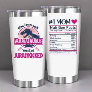 20oz Mamasaurus Funny Mom Stainless Steel Vacuum Flask, Double Wall Insulated Stylish Reusable Drinkware, Perfect Christmas & Thanksgiving Gift for Mom, Flasks