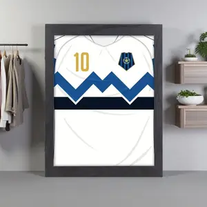 18x14 inch sports jersey display case, Picture frame with black frame, heavy-duty stand secures jerseys and sweatshirts, transparent scratch-resistant design protects collectibles, wall-mountable, holiday gift for collectors, fan caves, and game r