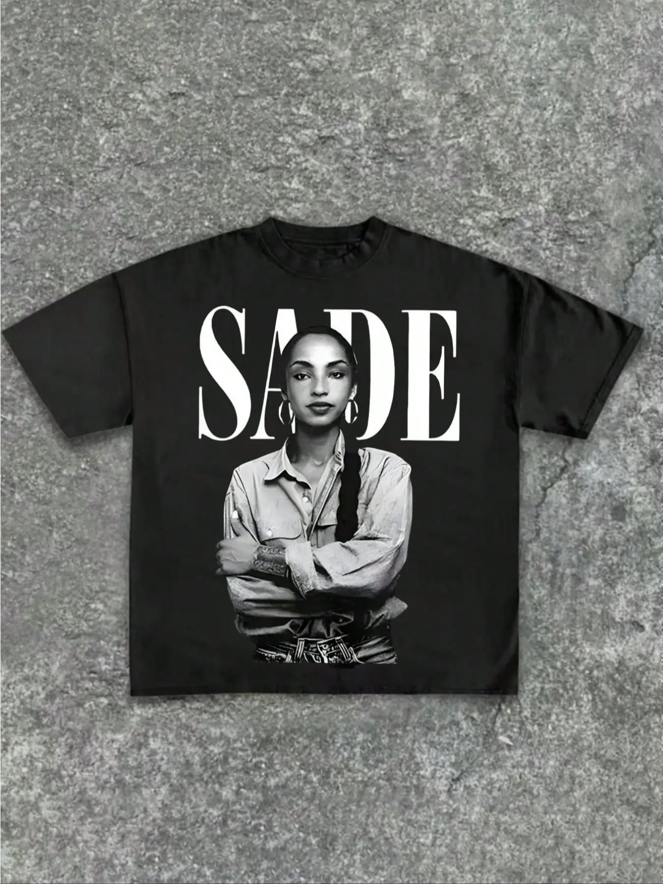 Unisex Sade Adu Singer Vintage Print Casual Letter Print Soft Short Sleeve T-shirt, Casual Printed, Casual Stylish Tee, Casual Streetwear, All Seasons, Fitted Style, Moderate Fabric Thickness, Casual Top