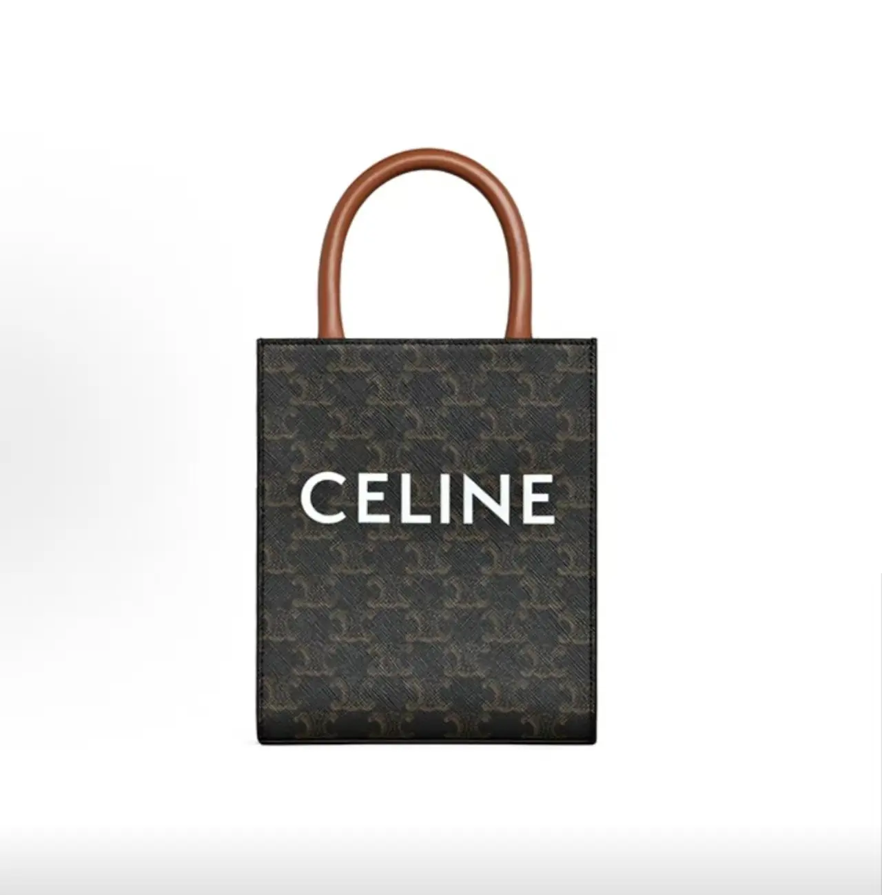 Pre-owned Celine Mini Vertical Cabas in Triomphe Canvas with print