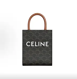 Pre-owned Celine Mini Vertical Cabas in Triomphe Canvas with print