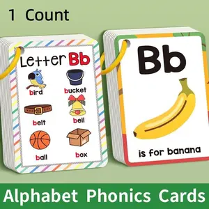 Alphabet Phonics Learning Cards Set, 27 Letter Sound Vocabulary Flashcards for Kids, Educational Toys & Gifts for Early Literacy Development