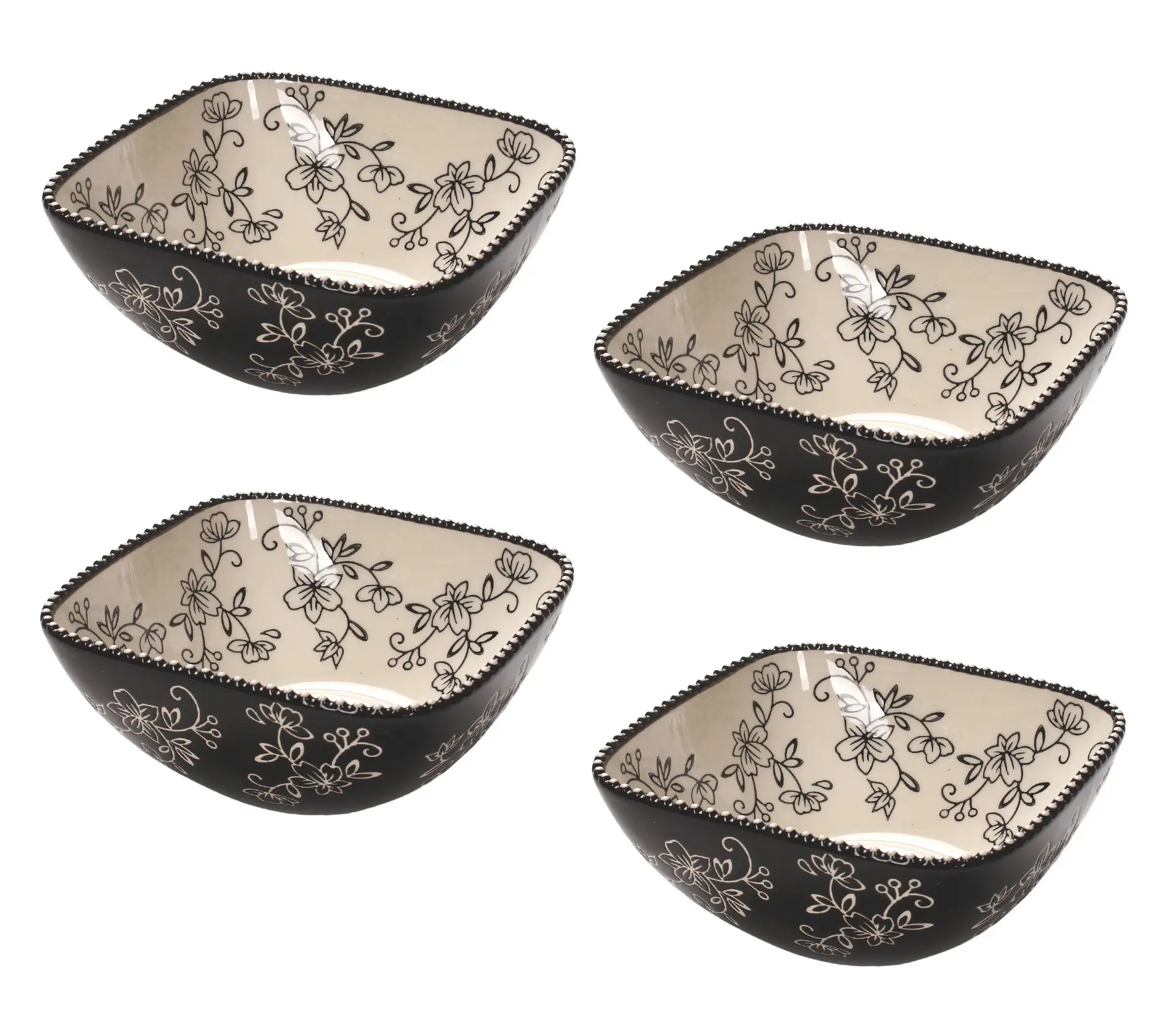 Temp-tations Floral Lace Set of (4) 24-oz Cereal Bowls