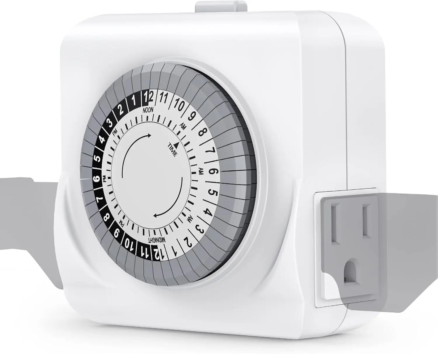 Timers for Electrical Outlets Indoor, Dual 3 Prong Outlet, 24-Hour Plug-in Mechanical Lights Timer for Christmas Lights, Grow Lights, 30-Minute Intervals, Daily Cycle, ETL Listed