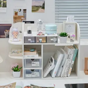 New Desktop Organizer Rack, Multiple Shelves Design, Office Desk Storage, Corner Bookshelf, Office Table Organizing Cabinet