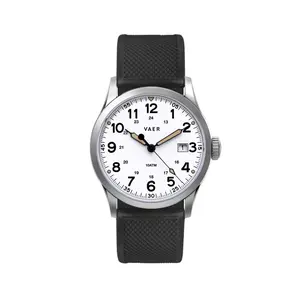 VAER S3 Calendar Field White Men's Field Watch, Quartz Movement, Scratch Resistant Sapphire Crystal, Water-Resistant, 36mm