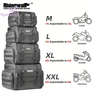 Bags&suitcases Rhinowalk Motorcycle Tail Bag Travel Luggage Bag Waterproof 19L-80L Expandable Big Capacity Motor Tail/Trunk/Rear Seat Bag For Most Motorcycle Motorbike Helmet Bag Motorcycle Powersports Saddle Bags With Rain Cover And Shoulder Straps