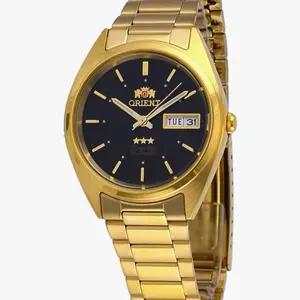 Orient Men's 3 Star Standard Gold Tone Black Dial Automatic Watch