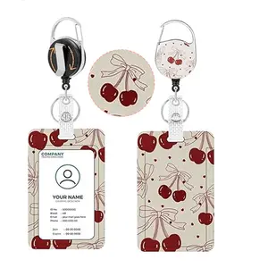 Cherry Nurse ID Badge Holder, ID Card Holder, Retractable Badge Reel, Rotating Clip, Medical Assistant Lanyard, Medical Personnel, Office Gift for Teachers and Students