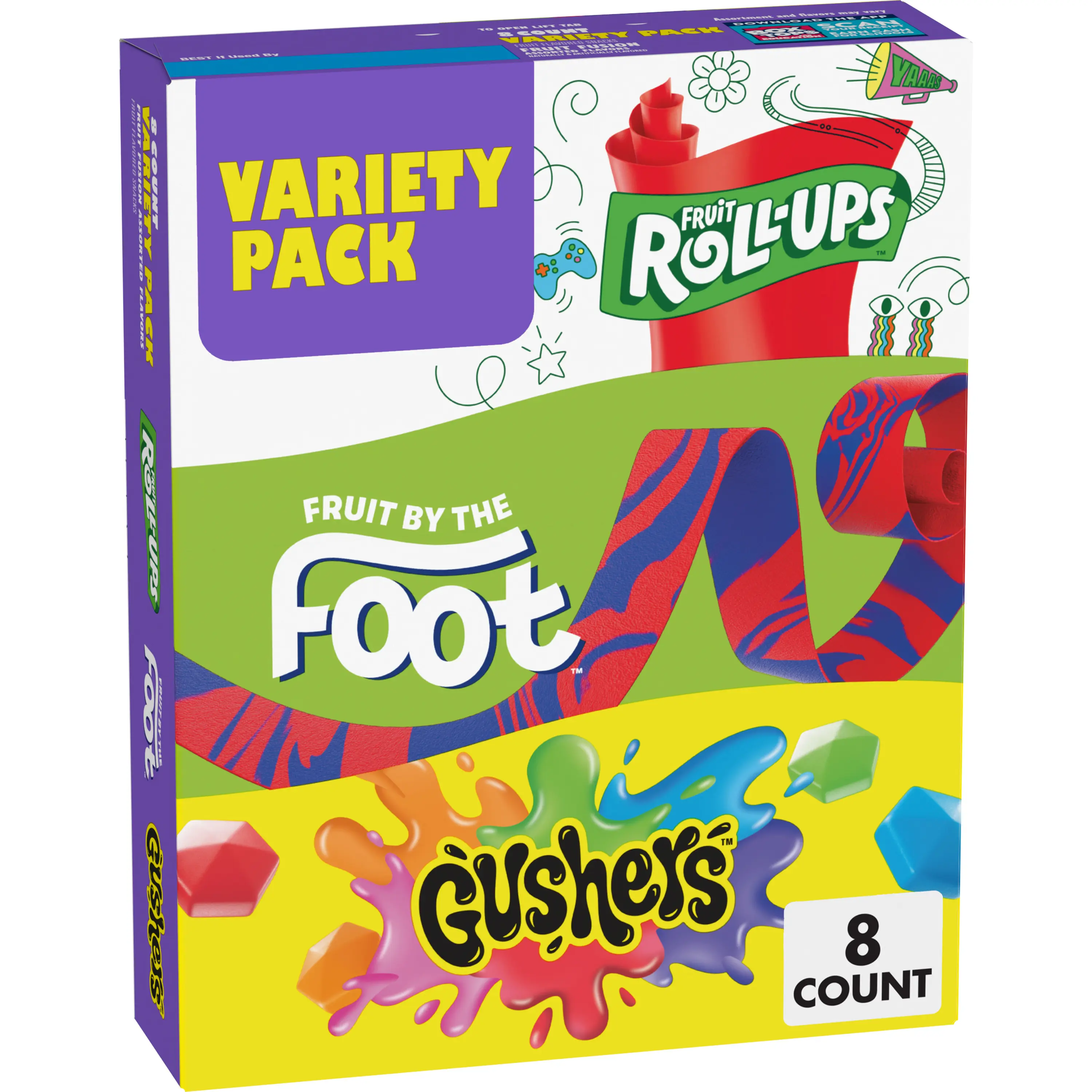 Fruit Roll-Ups Fruit by the Foot, Gushers Snacks Variety Pack Candy Fruity Sugar