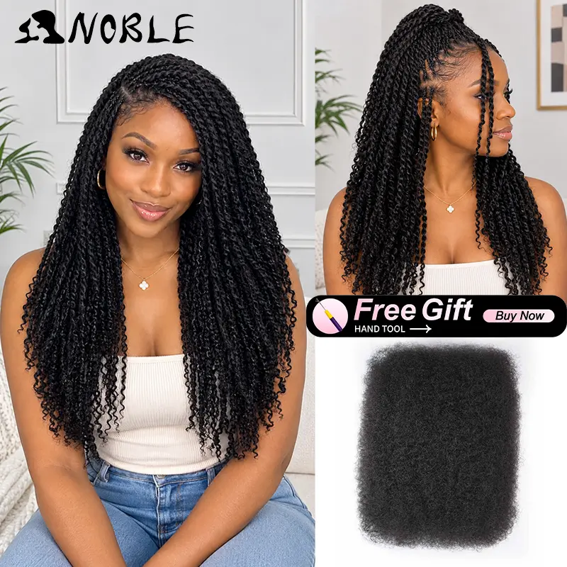 NOBLE KinkyBraid Afro KinkyTwist Hair Extensions - 45g-55g,16"-30" Premium Synthetic Fiber Wigs for Adult Women, Low-Maintenance Protective Style for Braided Twists & Dreads