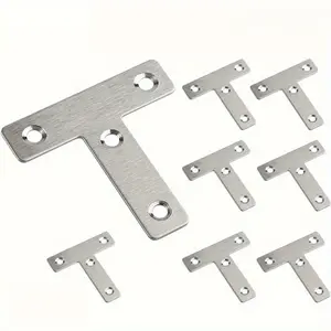 12-Piece T-Shape Corner Brackets, 90-Degree Right Angle Furniture Repair Brackets, Silver Color, for Tables, Frames, Furniture Accessories