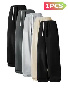 Men's Regular-Fit Casual Pants with Drawstring - Soft Stretchy Fabric, Adjustable Waist, Solid Color, Breathable, Perfect for Outdoor Sports & Fitness - Menswear, Trouser, Athletic Bottoms
